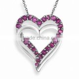 wholesale 925 handcrafted fine silver jewelry double heart pendant