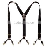 Man braces Y Shape high quality leather metal clip elastic webbing Suspenders