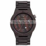 2015 Wooden Men Watch Ebony Case Even Strap / Japan Movement With Calendar thumbnail-2
