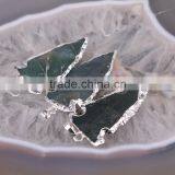 Silver Plated Edged Jasper Gem Stone Druzy Pendant, Green Arrow Pendant, For Jewelry Making thumbnail-2