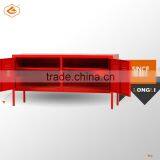 Korean Modern Red Lateral Metal Bedside Strorage Cabinet With Shelves thumbnail-3