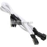Y-cable 3 x 3 Pin Fan Adapter Wire Sleeved Cable 60cm White thumbnail-1