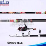 1.8-3.3mTelescope fishing rod and spin fishing reel combo in carrying fishing bag