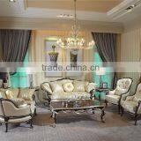 Unique Refined Stitching Sectional Sofa Couch Set, Taste Full of Noble Beige Printed Fabric Sofa Set thumbnail-1