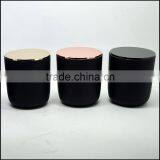 Matte Black Glass Candle Holder With Black Metal Lid thumbnail-1