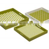 High quality best selling ASSORTED graphic pattern lacquered serving Rectangle green Tray from Vietnam