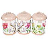 Powder-Coated Retro Metal Tea Coffee Sugar Can Candy Bean Nuts Set of 3 Storage Canister thumbnail-5