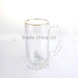 Machine Made Beer Glass With Handle With Gold Rim thumbnail-2