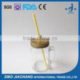 16oz Empty Glass Jar With Metal Golden Copper Cap thumbnail-1