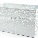 Hollow Flower Pattern Metal Punched Desk Organizer Container Storage Basket thumbnail-2