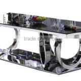 A8068 Modern Stainless Steel Dining Table Legs With Glass and Chair Sets thumbnail-3