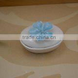 New Item White Porcelain Jewel Box With Red Flower Shape Design thumbnail-1