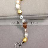 14k White Gold 6-7 mm Multicolor Rice Shape Freshwater Pearl Bracelet thumbnail-4