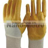 NMSAFETY Interlock Liner 3/4 Nitrile Work Gloves Oil Resistant Yellow Nitrile Industrial Gloves thumbnail-1