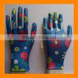 Women's Nitrile Garden Work Gloves Assorted Colors Flat Nitrile Coated Garden Glove thumbnail-1