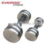 Chrome Dumbbell With Rubber Coated Handle and Ring thumbnail-1