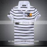 Custom Plain White and Black Stripe 100% Cotton Men Polo T-shirt thumbnail-3