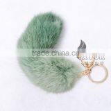 CX-R-39D Fashion Dip Dyed Girls Wholesale Real Rabbit Fur Key Chain Fur thumbnail-2