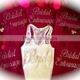 Fashion Wedding Rhinestone Bride Entourage Cotton Lace Tank Tops Wholesaler thumbnail-2