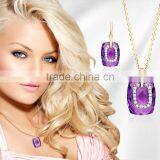CZ Studded With Amethyst Stone Gold Plated Exclusive Pendantset thumbnail-6