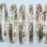 6mm Gold Plated Bangles,Diomand Cut Bangles,Three Tone Bangles thumbnail-1