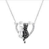 High End Metal Enamel Yin Yang Cat Necklace Black and White Animal Pendant Necklace for Couple thumbnail-3