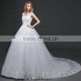 Women Sexy Strapless See-through Hollow Back Beaded Lace Appliqued Wedding Dress Back Straps Crossover thumbnail-4