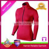 Custom Dry Wick Running Shirts With Zipper Long Sleeve, Ladies Gym Tops thumbnail-2
