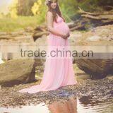 Maternity Pink Chiffon Floor Length Dress Bridesmaids Flower Girls Wedding Dress thumbnail-4