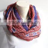 Boho Scarf, Tribal Infinity Scarf, Ethnic Scarf,Blue and Red Infinity Scarf, Women Accessories, Gift for Her