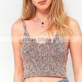 2017 Unique Women Colorful Knit Fabrication V-neck Thin Straps Knit Crop Tops thumbnail-4