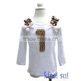 Brown Giraffe Light Pink Bow 1st Birthday White Long Sleeves Top 1-7Y thumbnail-1