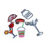 Fabric Iron On Patches At Random Goblet Lip Embroidery Patch Iron On thumbnail-2