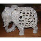 Elephant Trunk Up Marble Sculpture Russian Art Animal Figurine Stone Statue thumbnail-2