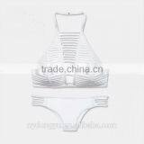 White High Neck Cutout Swimwear Bikini/ Dql Halter Bikini Swimwear/ Fancy Bikini Set Swimwear Beachwear
