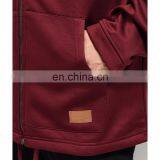 New Fashion Fancy Design Custom Men Adjustable Drawstring Hoodies Burgundy Tech Fleece Full Zip Hoodie thumbnail-4