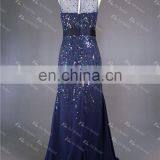 LN147 Stunning Beaded Sleeveless Elegant Navy Blue Sale Beaded Brazilian Evening Dress thumbnail-4