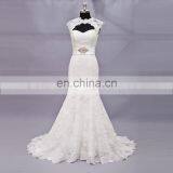 Dainty Lace Applique Cap Sleeve Keyhole Back Beading Belt Wedding Party Dress thumbnail-1