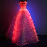 Women Light Up optical Fabric clothes Bridal Ball Evening Party Gown Banquet Show Formal Luminous Fiber Optic Wedding