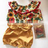 2019 Toddler Girls Summer Clothing Set Floral Rose Vest + Kids Shorts Kids Clothes Girls Shirt Pants Suit thumbnail-5