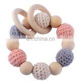Crochet Beads Baby Pacifier Clip Chain Wood Teething Ring Toys Set thumbnail-2
