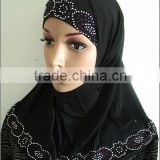 A437 Two pieces crystal beaded HIJAB