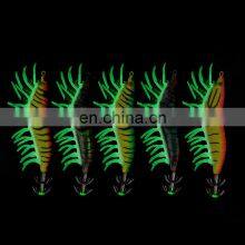 New 95mm/21g Size Hard Wood Shrimp Baits High Quality 5colors Luminous Squid Lures thumbnail-4