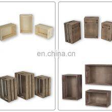 Rustic Walnut Wine Rack Storage Baskets Wall Mount Wooden Crates thumbnail-4