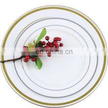 Heavyweight White With Gold Rim Wedding Party Plastic Plates