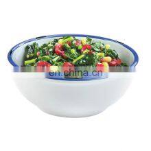 Custom Turkish Disposable White Enamel Metal Cereal Fruit Soup Bowl With Handles
