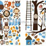 2016 Large Size Kids Cartoon Monkey Giraffe Owl Bird Wall Stickers thumbnail-5