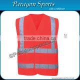 Red Color Hi-vis Safety Vest With Reflective Tape thumbnail-1
