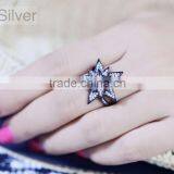 Factory Direct Wholesale Silver Jewelry Black Plated Flower Rings thumbnail-1