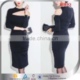 New Trendy Club Dress Black Knit Long Sleeve Bodycon Dress